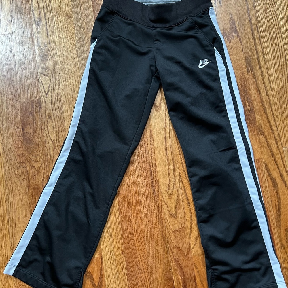 Nike Kids Black Leggings with White Stripes
